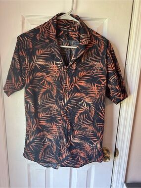 Michael Kors Black Shirt with Orange Palm Print